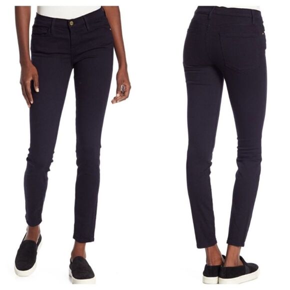 Frame Le Skinny de Jeanne Stretch Denim Jeans - Deep Navy - Picture 1 of 8